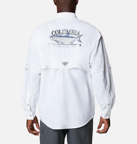Columbia Bonehead Fishing Shirts Men White Blue USA (US2337993)